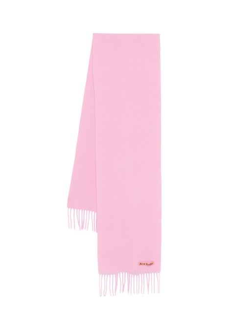 sciarpa skinny con frange unisex rosa in lana ACNE STUDIOS | CA0218DJS